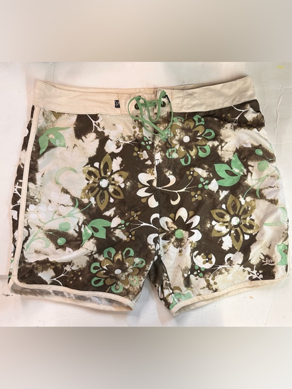 Lost Men’s Floral Board Shorts - Green & Brown